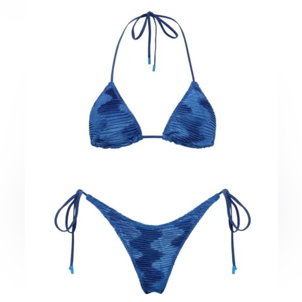 DARK BLUE VELVET TRIANGLE BIKINI SET- Triangl Swimwear-xs - with bag - WORN ONCE